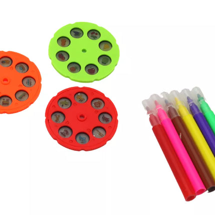 Piešimo projektorius, 3 keičiami diskai, rašikliai, violetinė