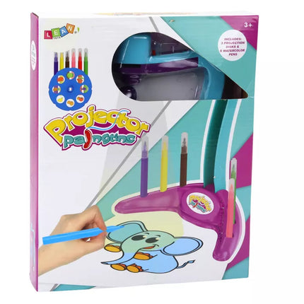 Piešimo projektorius, 3 keičiami diskai, rašikliai, violetinė