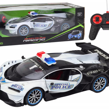 Nuotoliniu būdu valdomas RC policijos automobilis, mastelis 1:12, baltas