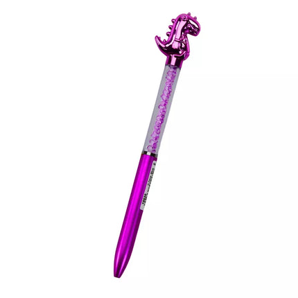 Dinozaurų tušinukas su deimantais, mėlynas pildiklis, 0,7 mm, įvairių spalvų