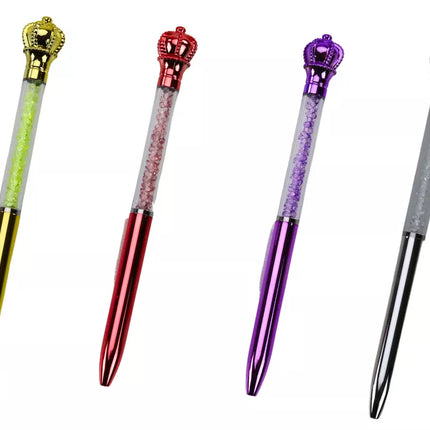 Crown rutulių rašiklis su deimantais, mėlynas pildiklis, 0,7 mm, įvairių spalvų