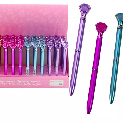 Rutulinis rašiklis su deimantu, matinės mėlynos spalvos, 0,7 mm mišinys