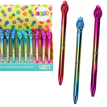 Ananasinis tušinukas, blizgios aukso spalvos, mėlynas pildiklis, 0,7 mm, įvairių spalvų