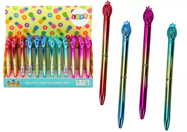 Ananasinis tušinukas, blizgios aukso spalvos, mėlynas pildiklis, 0,7 mm, įvairių spalvų