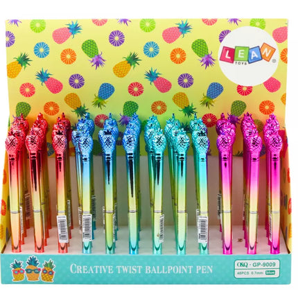 Ananasinis tušinukas, blizgios aukso spalvos, mėlynas pildiklis, 0,7 mm, įvairių spalvų