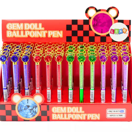 Rašiklis-pelė su deimantais, mėlyna, papildymas 0,7 mm, įvairių spalvų