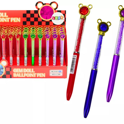 Rašiklis-pelė su deimantais, mėlyna, papildymas 0,7 mm, įvairių spalvų