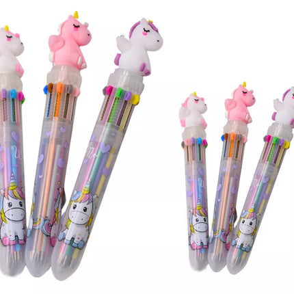 Daugiaspalvis vienaragis automatinis rašiklis 10 spalvų rinkinys