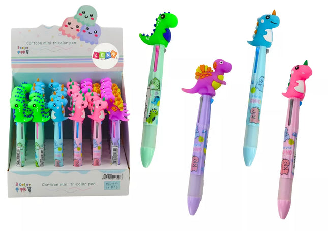 Daugiaspalvis rašiklis su slankikliu, 3 spalvų, dinozauras