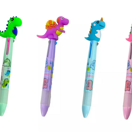 Daugiaspalvis rašiklis su slankikliu, 3 spalvų, dinozauras