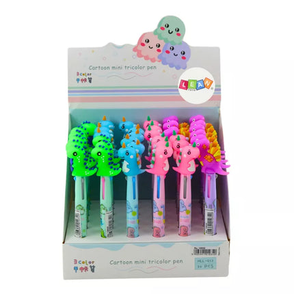 Daugiaspalvis rašiklis su slankikliu, 3 spalvų, dinozauras