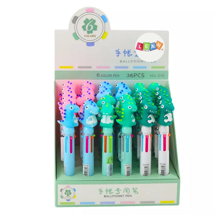 Daugiaspalvis automatinis rašiklis dinozauras, 6 spalvų mišinys