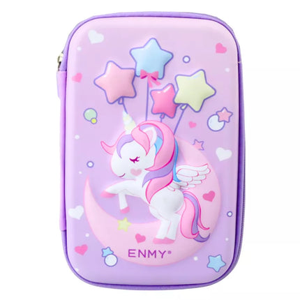 Didelė 3D vienaragio pieštukinė, sulankstoma, violetinė, 23x15x5 cm