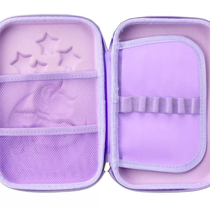 Didelė 3D vienaragio pieštukinė, sulankstoma, violetinė, 23x15x5 cm