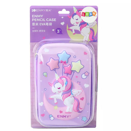 Didelė 3D vienaragio pieštukinė, sulankstoma, violetinė, 23x15x5 cm