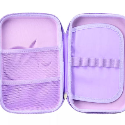 Didelis pieštukų penalas su vienaragiu, 3D, violetinis, 23x15x5 cm