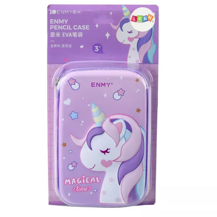 Didelis pieštukų penalas su vienaragiu, 3D, violetinis, 23x15x5 cm