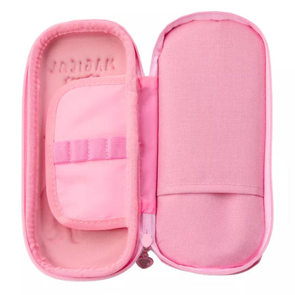 Rožinis penalas su 3D vienaragiu, dviejų skyrių, 24 cm x 11 cm x 7 cm