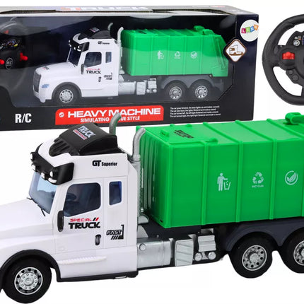 Nuotoliniu būdu valdomas šiukšliavežis RC žalias šviesos garsai
