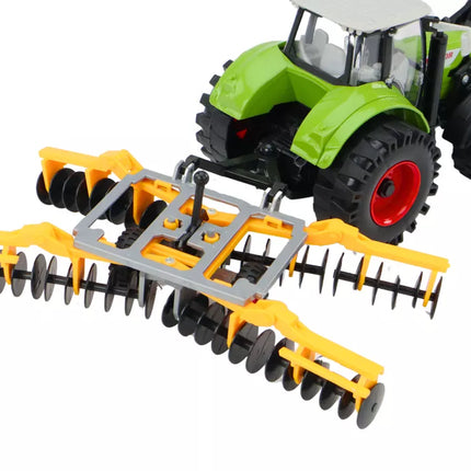 Žemės ūkio traktorius ekskavatorius su diskinėmis akėčiomis, žalia pavara