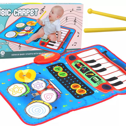 Muzikos kilimėlis 2in1 interaktyvūs būgnai pianino lazdelės