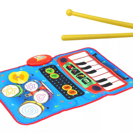 Muzikos kilimėlis 2in1 interaktyvūs būgnai pianino lazdelės