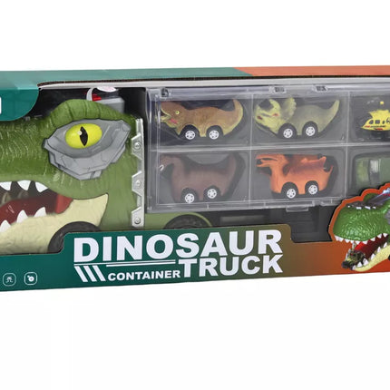 Dinozaurų sunkvežimis su spyruoklėmis 6 vnt. Šviesos Garsai Žalias