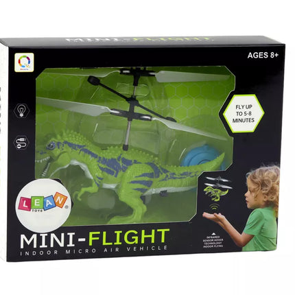 Skraidantis dinozauras, valdomas ranka, sraigtasparnis, žalias