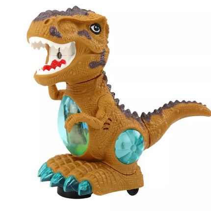 Šokantis dinozauras su kliūčių jutikliu, šviesomis ir garsais, geltonas
