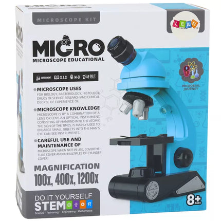 Edukacinis mikroskopas tyrimams vaikams, mėlynos spalvos priedai