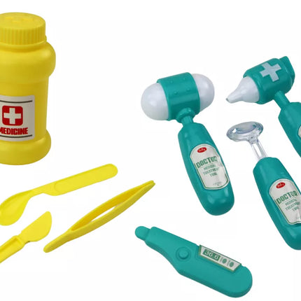 Turkio spalvos gydytojo rinkinys maišelyje su raišteliu