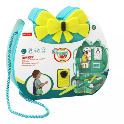 Turkio spalvos gydytojo rinkinys maišelyje su raišteliu