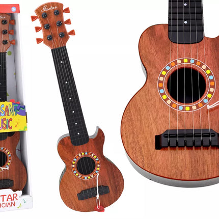 Vaikiška žaislinė gitara, rudas medinis pletras
