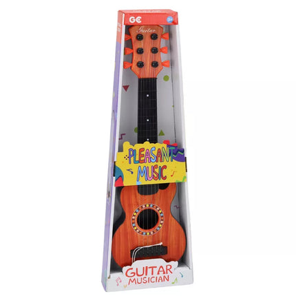 Žaislinė gitara vaikams, oranžinis medinis kubas