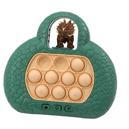 Pop It Dinozaurų arkadinis žaidimų konsolė su 4 žaidimo režimais, žalia