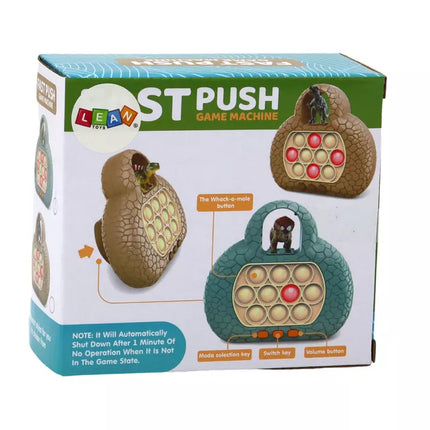 Pop It Dinozaurų arkadinis žaidimų konsolė su 4 žaidimo režimais, žalia