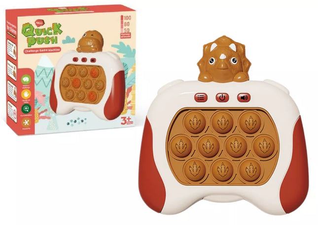 Triceratopas Pop It žaidimas su baterijomis, sensorinis, su šviesomis ir garsais, rudas