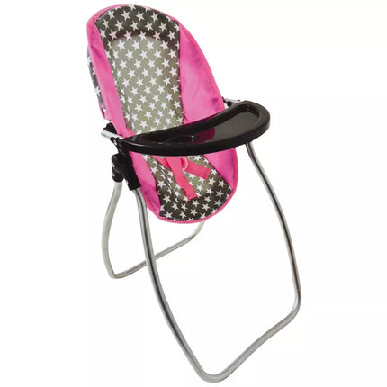 Lėlės sūpynės-maitinimo kėdutė „Alice Stars“, pilkai rožinė