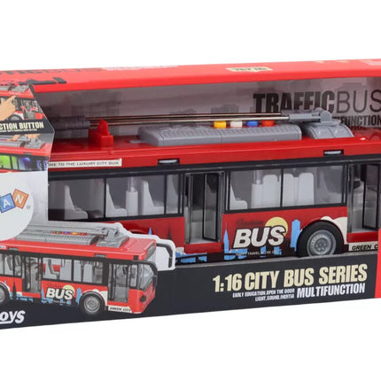 Troleibusas Autobusas 1:16 Šviesos Garsai Važiuoja Raudonas