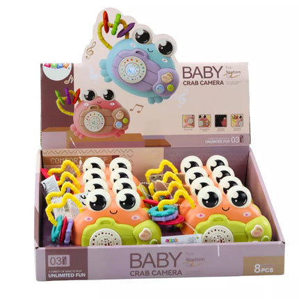 Krabų kameros barškučių projektorius su baterijomis, skleidžiantis garsus, oranžinis