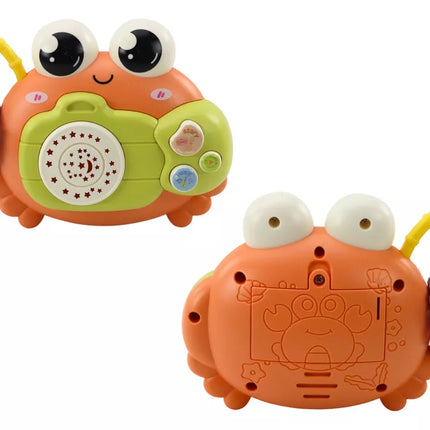 Krabų kameros barškučių projektorius su baterijomis, skleidžiantis garsus, oranžinis