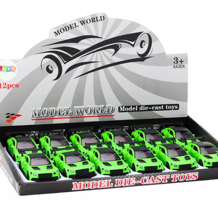 Žaislinis sportinis automobilis 1:32, frikcinė pavara, matinė žalia spalva