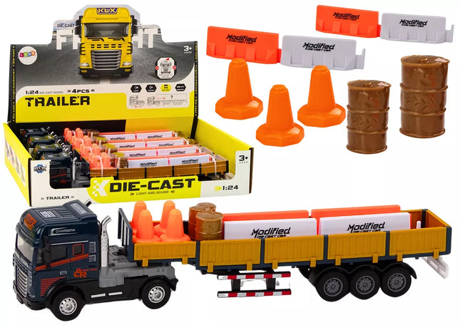 Sunkvežimis su priekaba mėlynas 1:24 TIR automobilių sunkvežimių priedai garsai