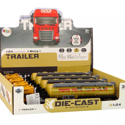 Kuro cisternos sunkvežimis TIR 1:24 Priekaba Garsai Šviesos Geltona