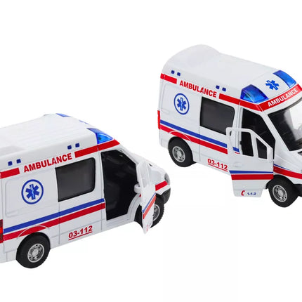 Greitosios pagalbos automobilis Greitosios pagalbos automobilis 1:32 Atidaromos durys Šviesos Garsai Važiuoja Baltas