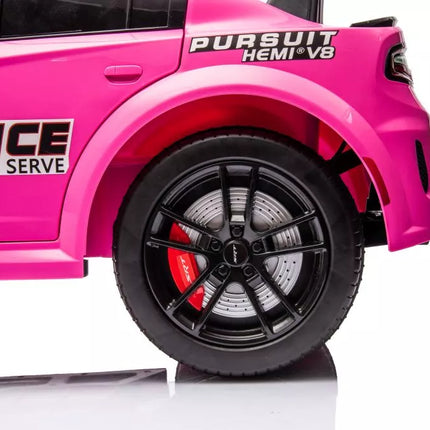 Vaikiškas elektromobilis Dodge Charger Police, rožinis