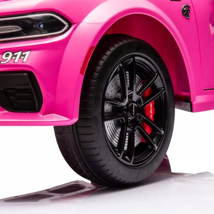 Vaikiškas elektromobilis Dodge Charger Police, rožinis