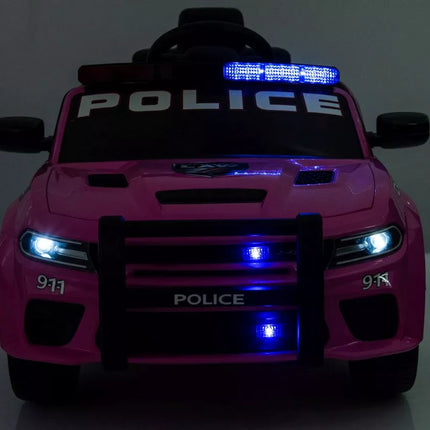Vaikiškas elektromobilis Dodge Charger Police, rožinis