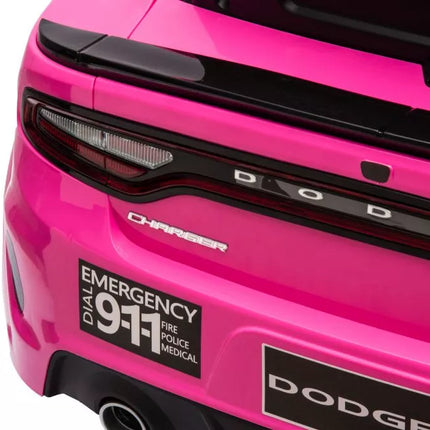 Vaikiškas elektromobilis Dodge Charger Police, rožinis