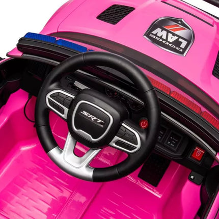 Vaikiškas elektromobilis Dodge Charger Police, rožinis